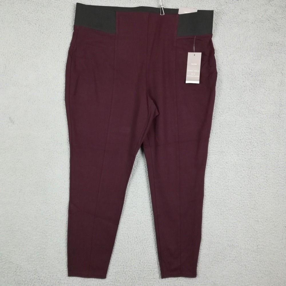 Maurices Womens Pants Skinny Ankle Burgundy Pull On Pintuck Stretch Plus 3 New